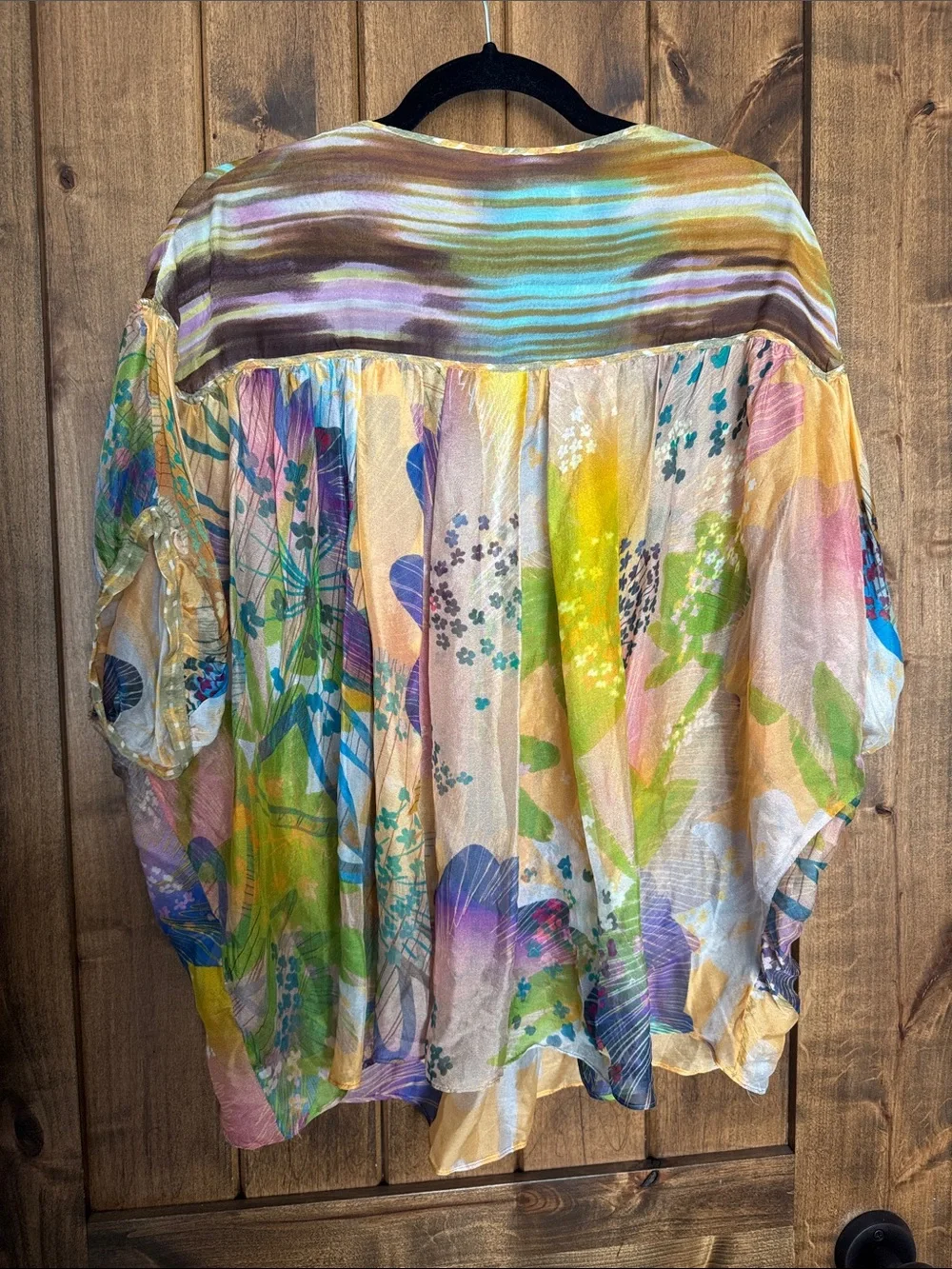 Zara Multicolor Floral & Stripe V-Neck Tunic - Yellow Base